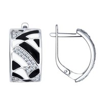 Серьги из серебра с эмалью и фианитами
