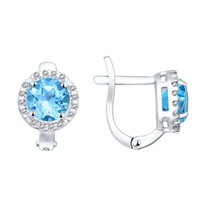 Серьги из серебра с топазами и фианитами