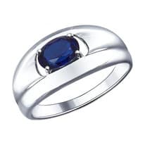 Кольцо из серебра с корундом сапфировым (синт.)