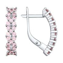 Серьги из серебра с розовыми фианитами