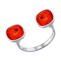 Кольцо из серебра с оранжевыми кристаллами Swarovski