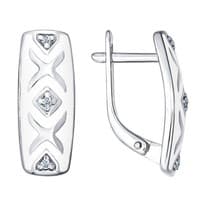 Серьги из серебра с эмалью с фианитами