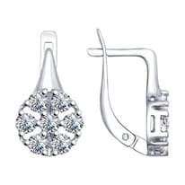 Серьги из серебра с фианитами