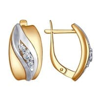 Серьги из золочёного серебра с фианитами