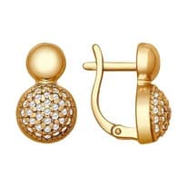 Серьги из золочёного серебра с фианитами