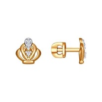 Серьги-пусеты из золочёного серебра с фианитами