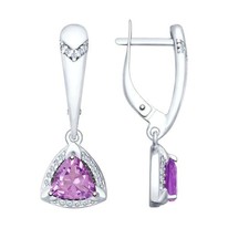 Серьги из серебра с аметистами и фианитами