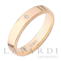 Обручальное кольцо с бриллиантом золото прямое