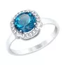 Кольцо из серебра с синим топазом и фианитами 92011516 - превью
