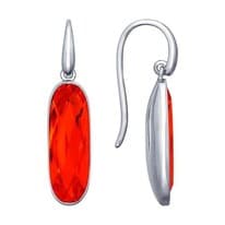 Серьги из серебра с оранжевыми кристаллами Swarovski