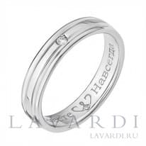 Обручальное кольцо с бриллиантом из белого золота 6 мм