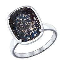 Кольцо из серебра с чёрным кристаллом Swarovski
