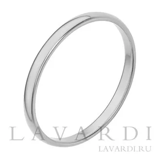 Обручальное кольцо из белого золота 2 мм 16 размер
