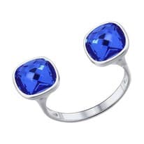 Кольцо из серебра с синим кристаллом Swarovski
