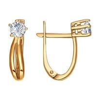 Серьги из золочёного серебра с фианитами