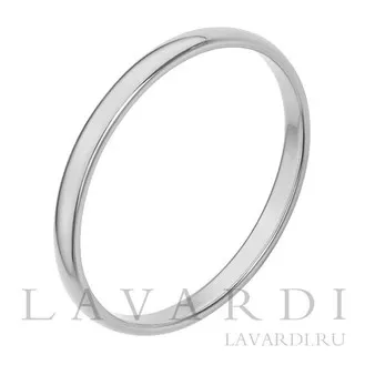 Обручальное кольцо из белого золота 2 мм 17 размер