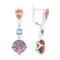 Серьги из серебра с ситаллами и фианитами