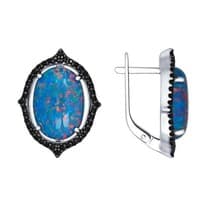 Серьги из серебра с чёрными фианитами