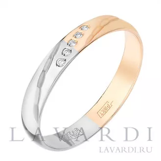 Помолвочное кольцо из белого и красного золота с 5 бриллиантами