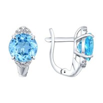 Серьги из серебра с топазами и фианитами