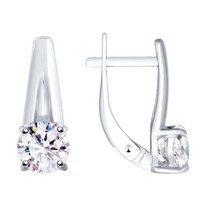 Серьги из серебра с фианитами