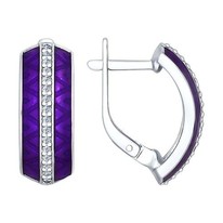 Серьги из серебра с эмалью и фианитами