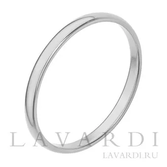 Обручальное кольцо из белого золота 2 мм 17.5 размер