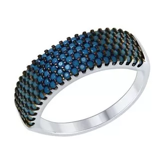Кольцо из серебра с голубыми ситаллами 94012583