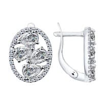 Серьги из серебра с фианитами