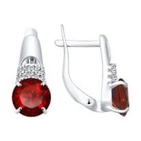 Серьги из серебра с гранатами и фианитами