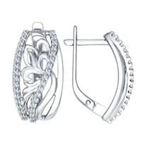 Серьги из серебра с фианитами