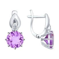 Серьги из серебра с аметистами и фианитами