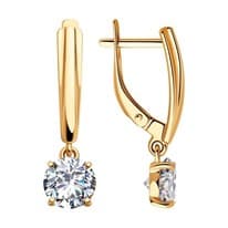 Серьги из золочёного серебра с фианитами