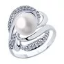 Кольцо из серебра с жемчугом и фианитами 94012883 - превью