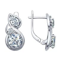 Серьги из серебра с фианитами