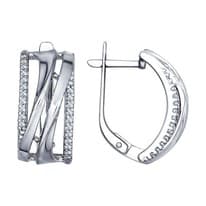Серьги из серебра с фианитами