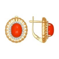 Серьги из золочёного серебра с кораллами