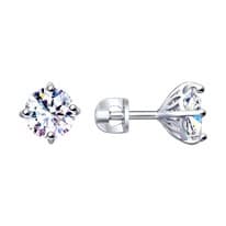 Серьги из серебра с фианитами