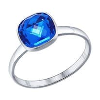 Кольцо из серебра с синим кристаллом swarovski