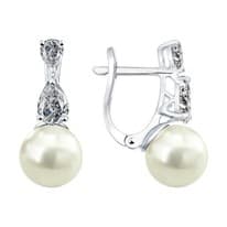 Серьги из серебра с жемчугом и фианитами