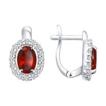Серьги из серебра с гранатами и фианитами