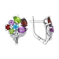 Серьги из серебра с миксом камней