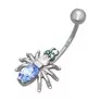 Пирсинг в пупок паук из серебра с зелеными и голубыми фианитами 94060024 - превью