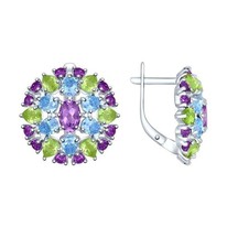 Серьги из серебра с миксом камней