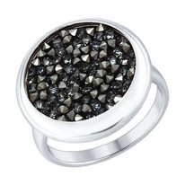Серебряное кольцо с чёрными кристаллами Swarovski