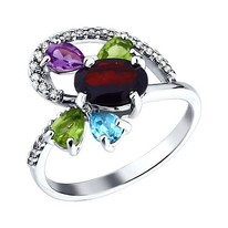 Кольцо из серебра с миксом из камней
