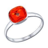 Кольцо из серебра с оранжевым кристаллом Swarovski