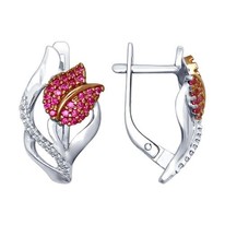 Серьги из золочёного серебра с фианитами
