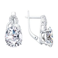 Серьги из серебра с фианитами