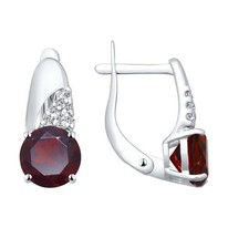 Серьги из серебра с гранатами и фианитами